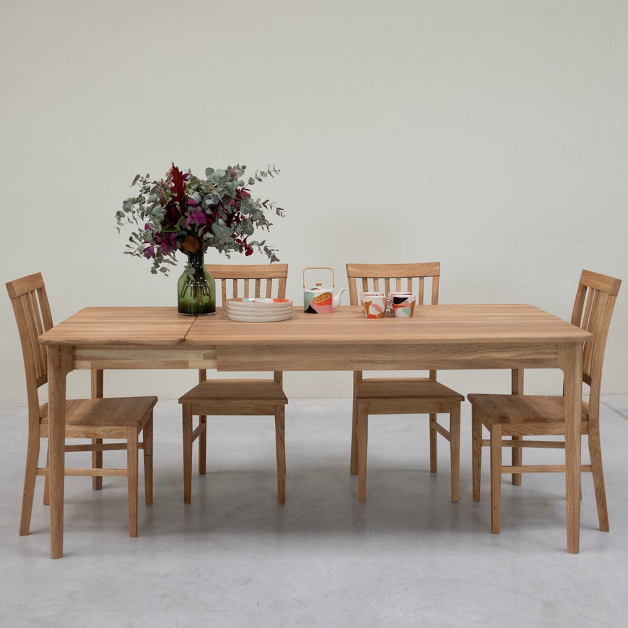VESKOR Mesa de comedor extensible de madera maciza roble ASTRID
