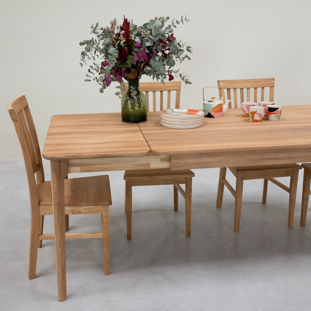 VESKOR Mesa de comedor extensible de madera maciza roble ASTRID