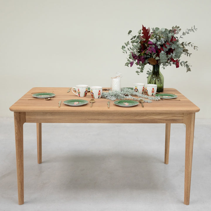 VESKOR Mesa de comedor extensible de madera maciza roble ASTRID