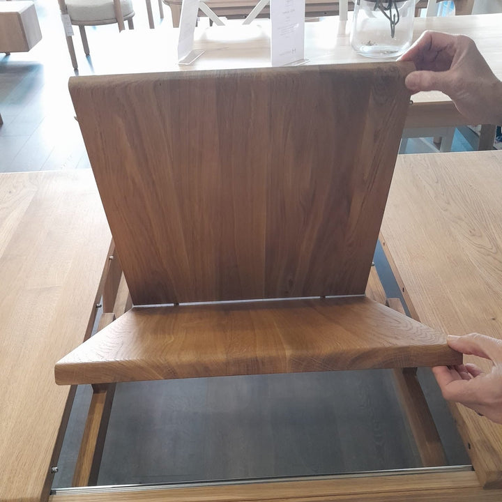 VESKOR Mesa de comedor extensible de madera maciza roble KODAMA