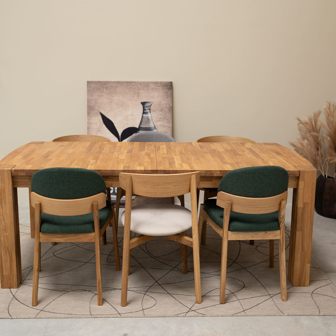 VESKOR Mesa comedor rectangular extensible Balder madera maciza roble Mueble nórdico moderno Mobel.Store