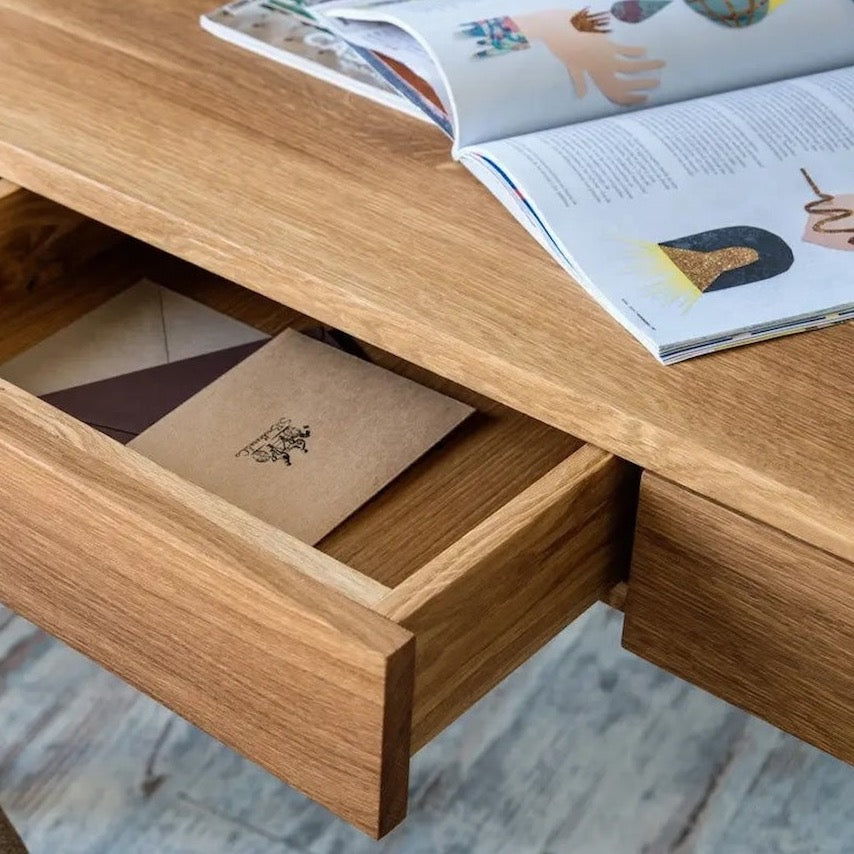 VESKOR Mesa escritorio de madera maciza roble