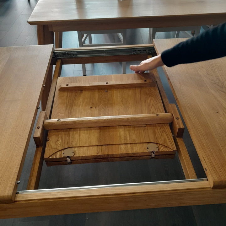 VESKOR Mesa de comedor extensible de madera maciza roble KODAMA