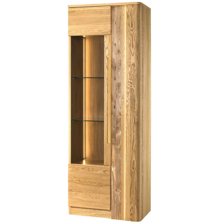 Vitrina de roble miel LONDRES 10, 72×202×43 cm | VESKOR