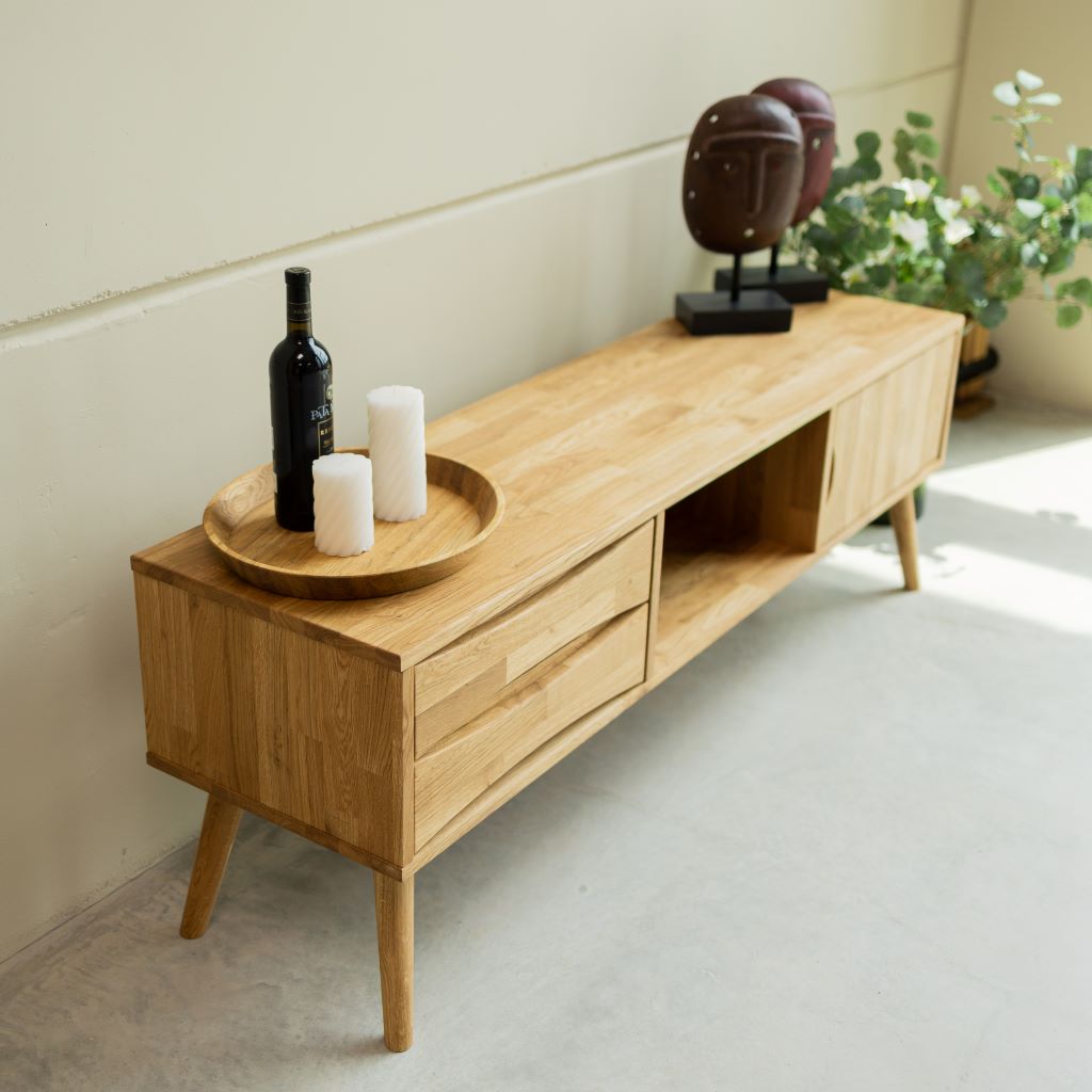 Mueble TV bajo para salón en madera de diseño italiano