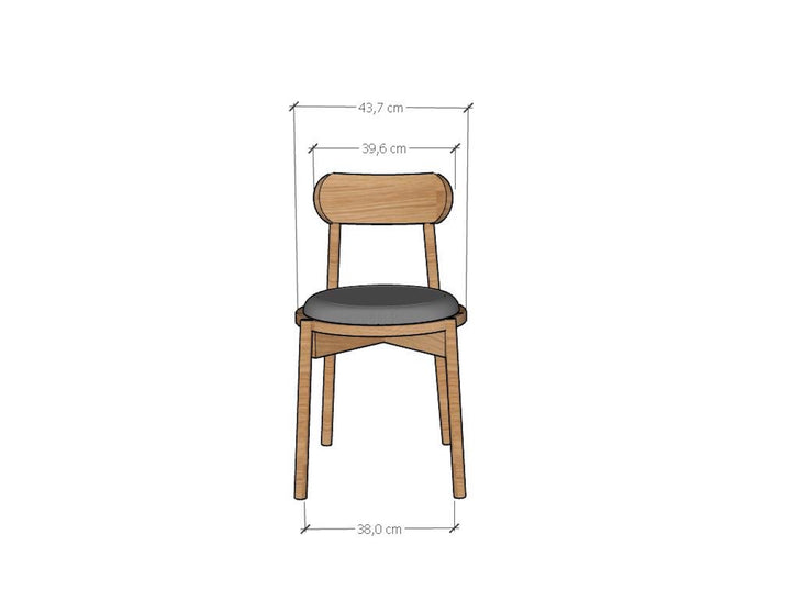 VESKOR Set de 2 sillas de comedor madera maciza roble tapizadas PAOLA