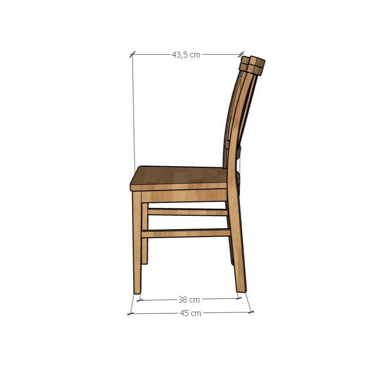 VESKOR Silla de comedor de madera maciza de roble de la colección Provance Mueble nórdico con un diseño moderno