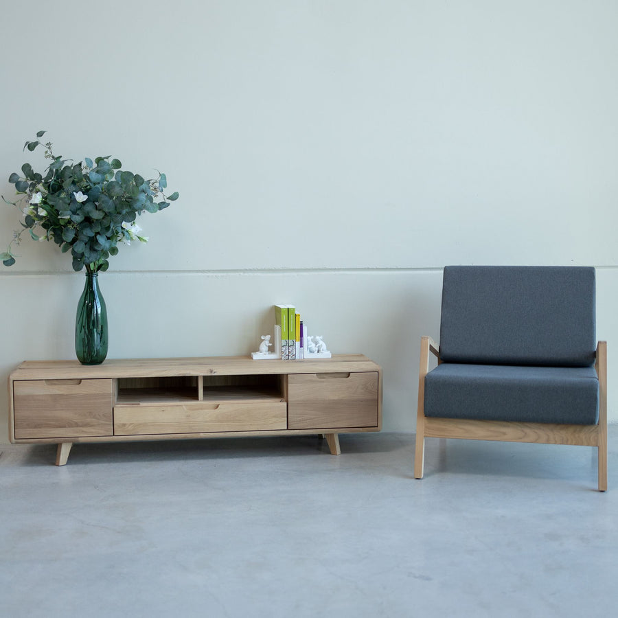 VESKOR Mueble de TV de madera maciza SWEDEN 2 160x42x40 cm.
