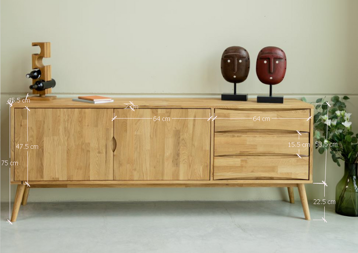 VESKOR Aparador  Malmo madera maciza roble Mueble nórdico moderno