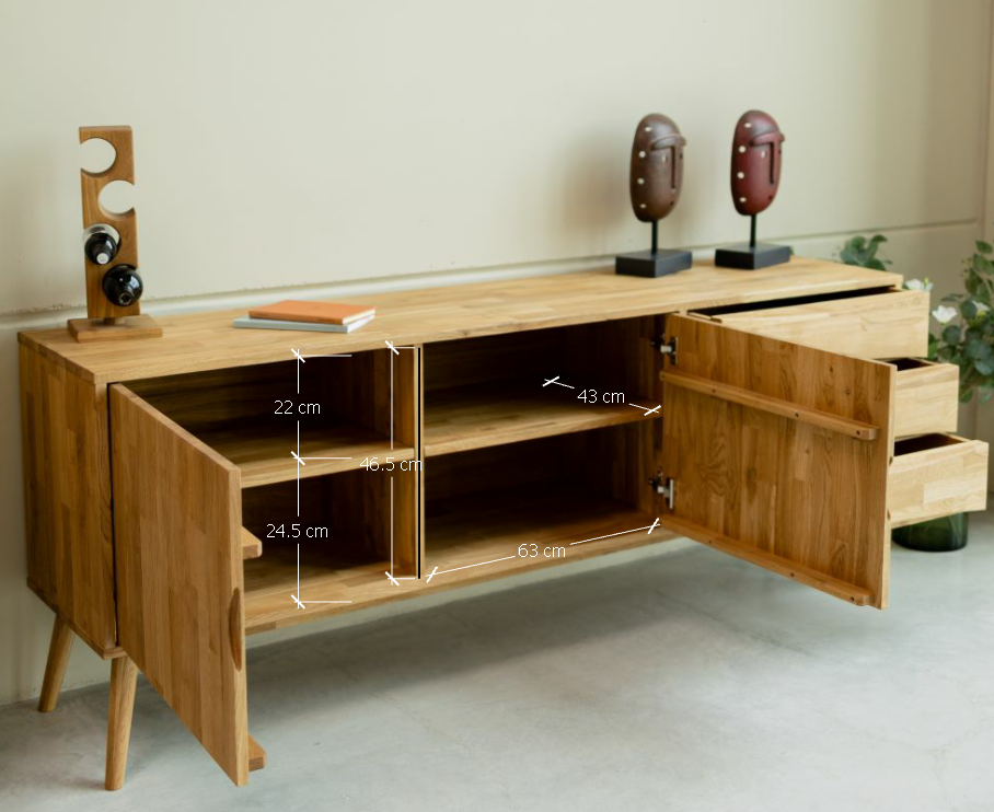 VESKOR Aparador  Malmo madera maciza roble Mueble nórdico moderno