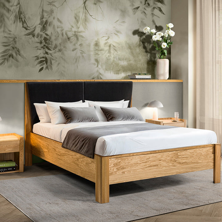 VESKOR Cama matrimonio de madera maciza roble LISBOA75