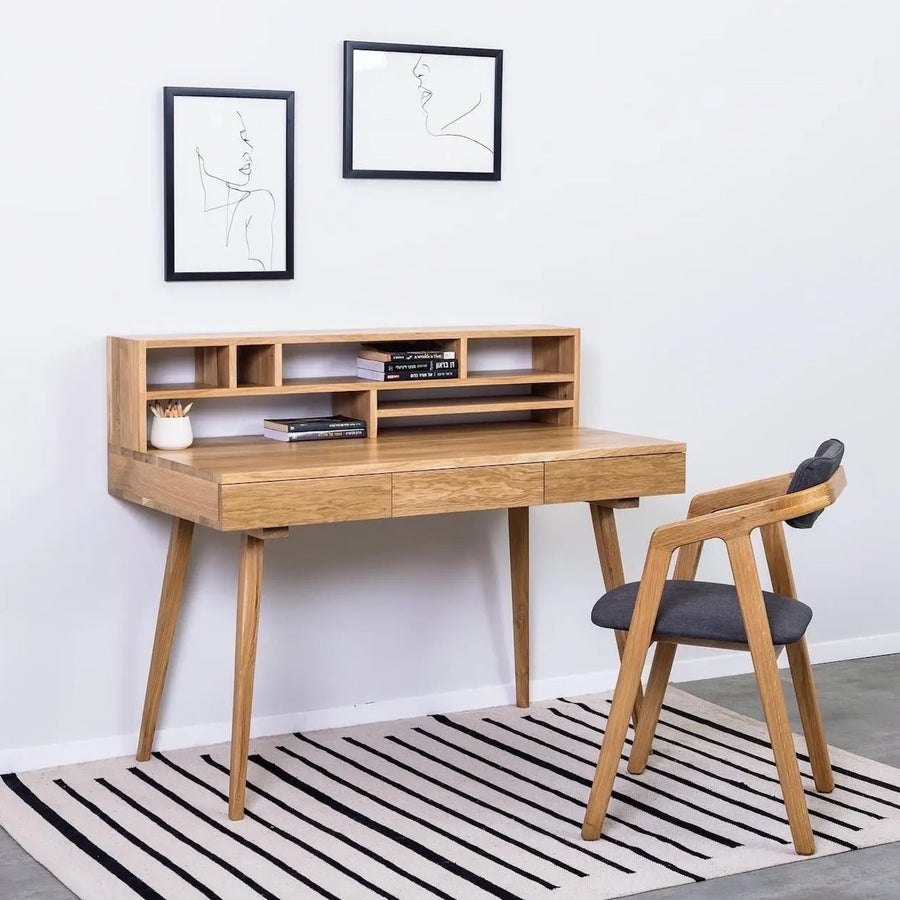 VESKOR Mesa escritorio de madera maciza roble