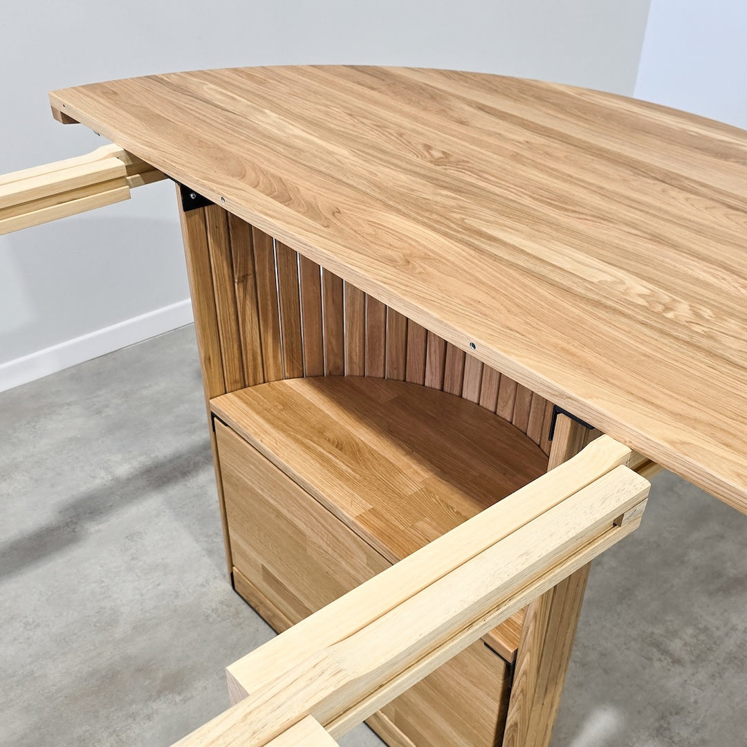 VESKOR Mesa de comedor redonda extensible de madera maciza roble ROMA 135-235 x 135 x 75 cm.