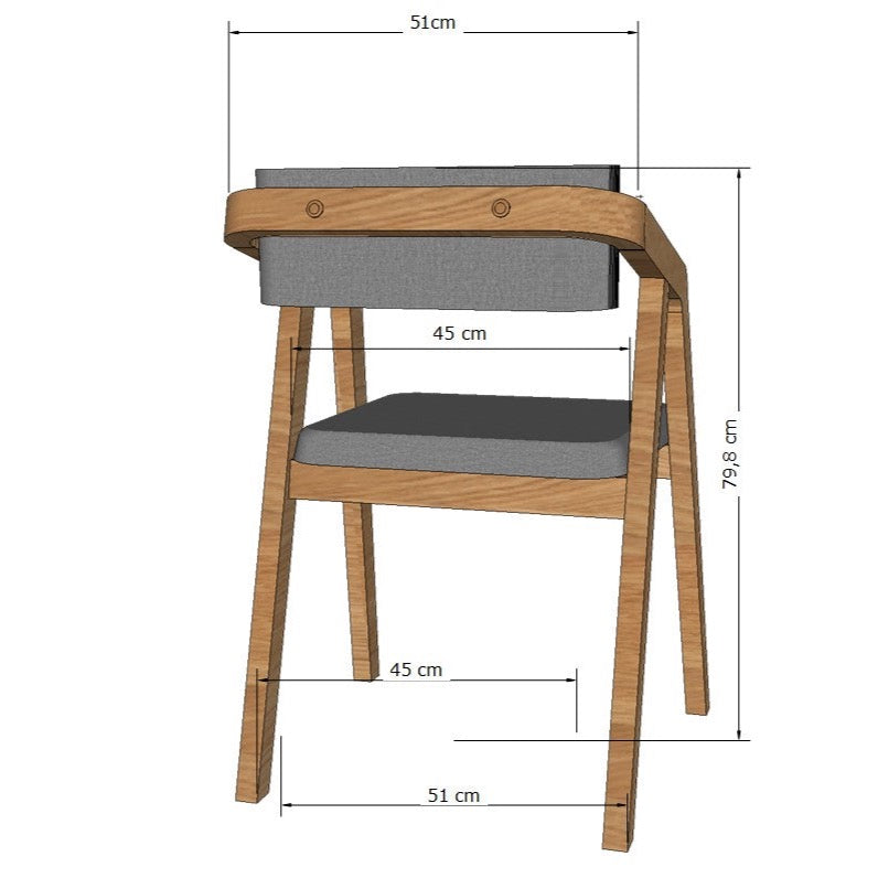  VESKOR Set de 2 Sillas de comedor madera maciza roble tapizadas Soho