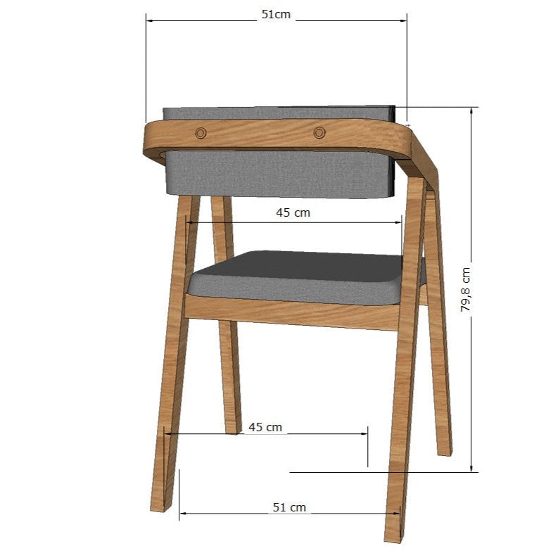 VESKOR Set de 2 sillas de comedor madera maciza roble nórdico tapizado –