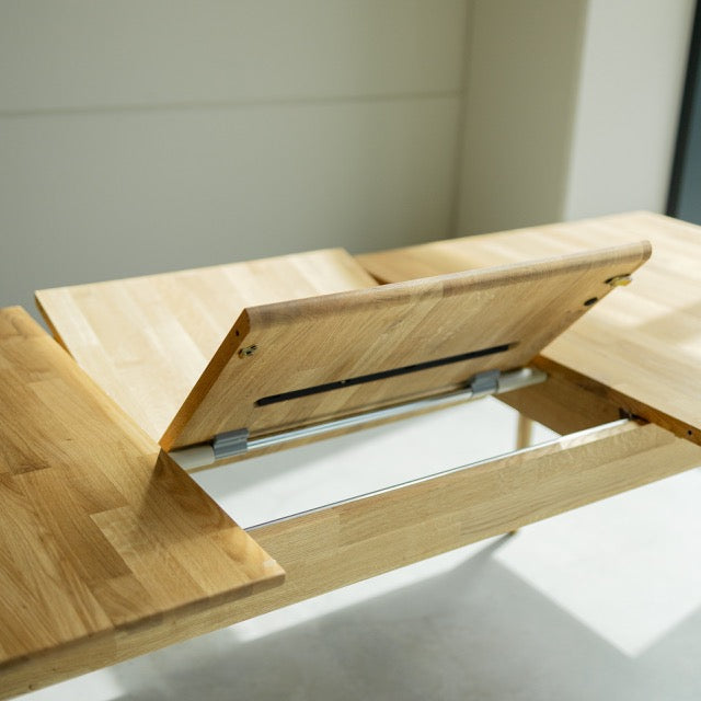 VESKOR Mesa de comedor de roble, mesa extensible rectangular de madera maciza MALMO