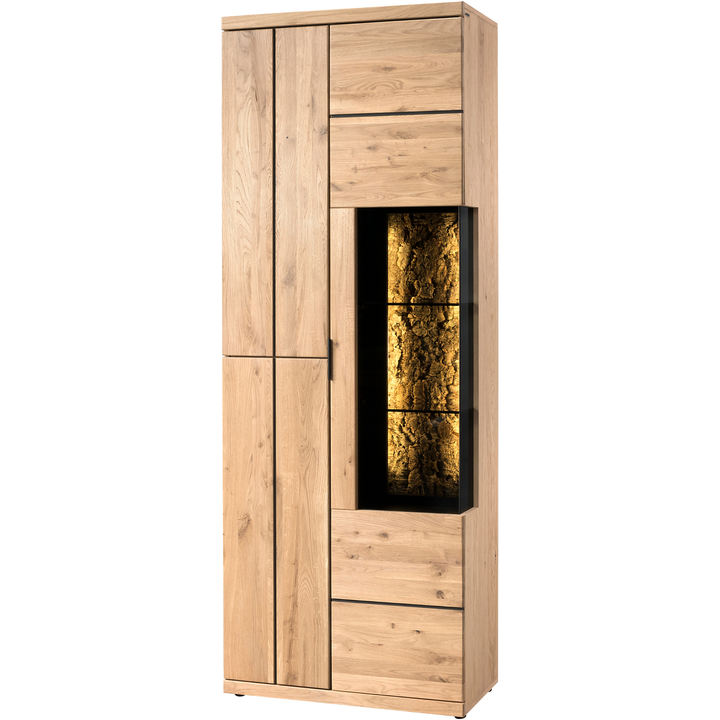 Vitrina de roble almendra NAPOLI, 75×42×205 cm | VESKOR
