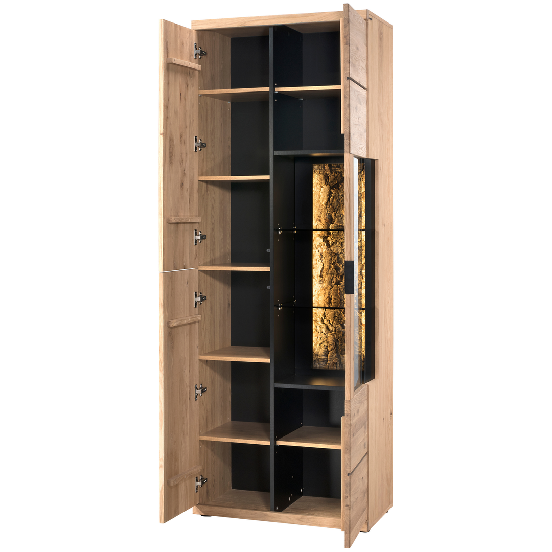 Vitrina de roble almendra NAPOLI, 75×42×205 cm | VESKOR