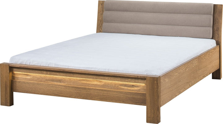 VESKOR Estructura de cama de madera maciza de roble de la colección Velvet. Mueble nórdico con un diseño moderno 