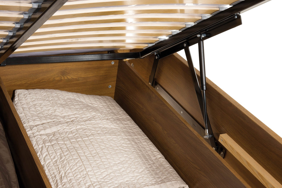 VESKOR Estructura de cama elevable de madera maciza de roble de la colección Velvet. Mueble nórdico con un diseño moderno 