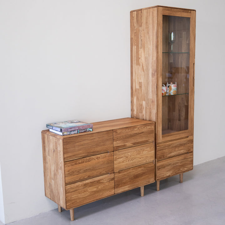 VESKOR Vitrina apertura derecha  Amandi madera maciza  roble mueble  nórdico moderno 