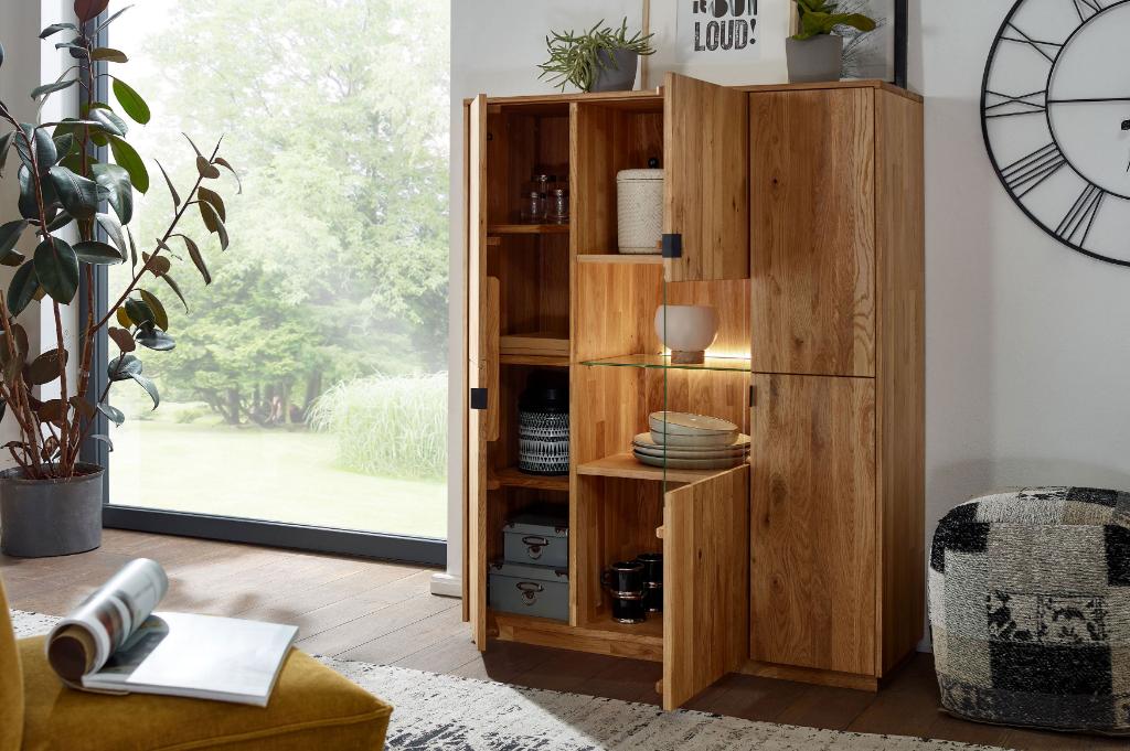 VESKOR Vitrina madera maciza roble mueble nórdico moderno 