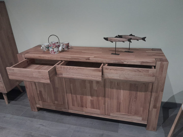Aparador de madera maciza roble BALDER, 160x44x82 cm. | VESKOR