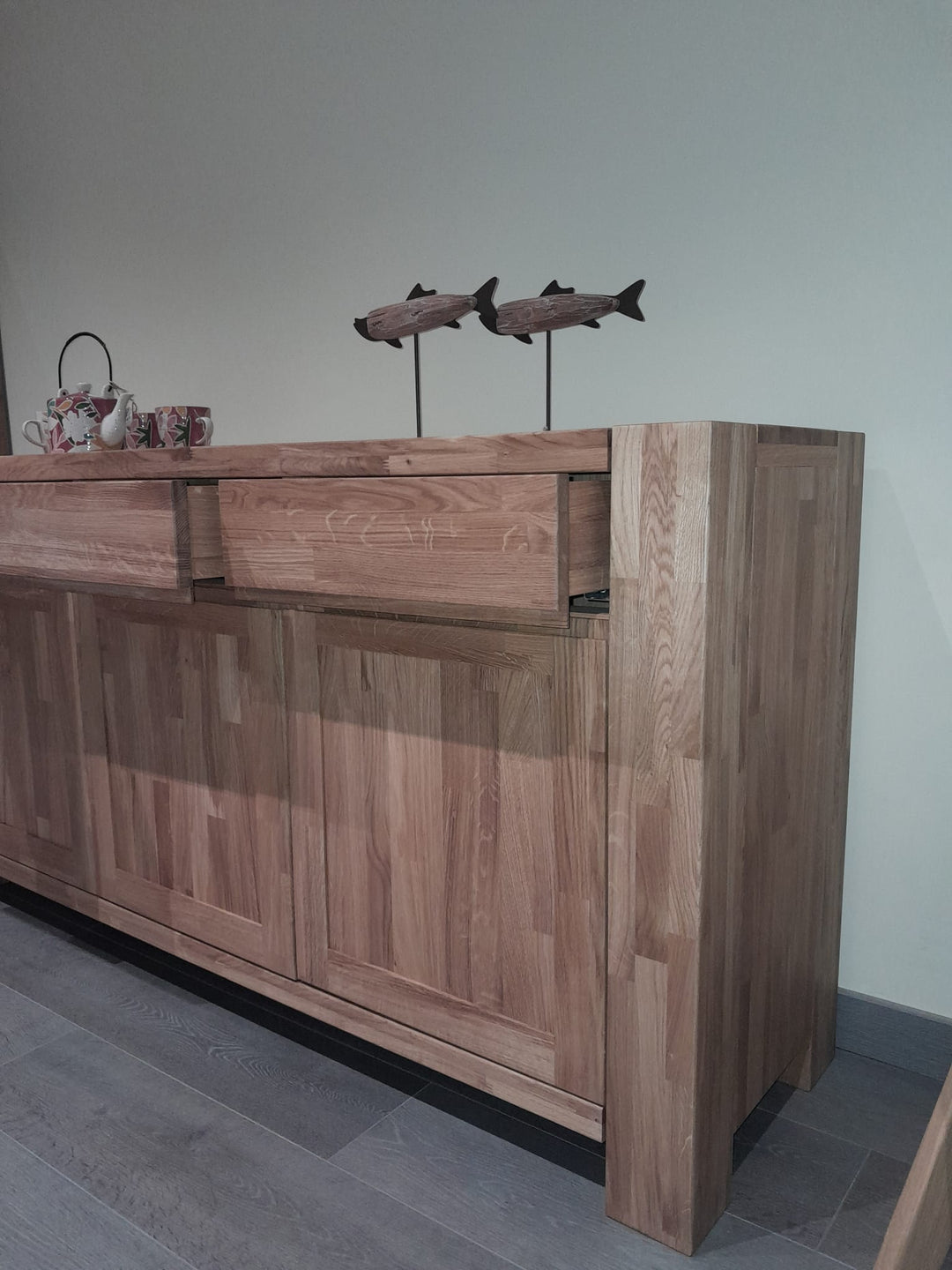 Aparador de madera maciza roble BALDER, 160x44x82 cm. | VESKOR