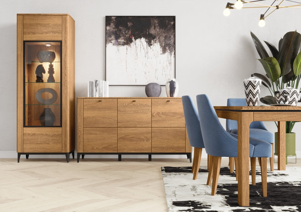 VESKOR  Salón  madera roble macizo mueble nórdico moderno colección Oporto 