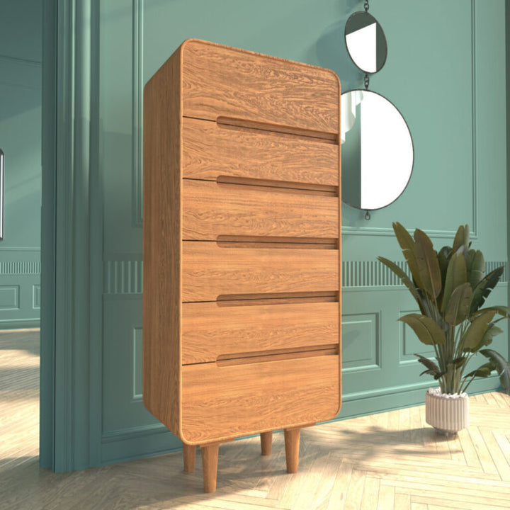 VESKOR Comoda Amandi 6 madera maciza roble mueble nórdico moderno