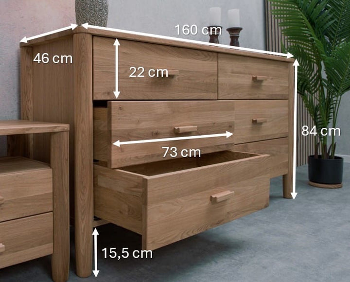 Cómoda de madera maciza roble AURA | VESKOR
