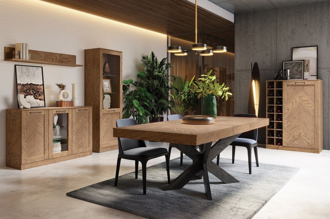 Vitrina de roble rústico aceitado COZY 12, 95×200×42 cm | VESKOR