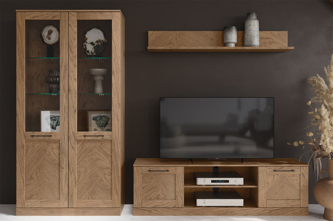 Vitrina de roble rústico aceitado COZY 12, 95×200×42 cm | VESKOR