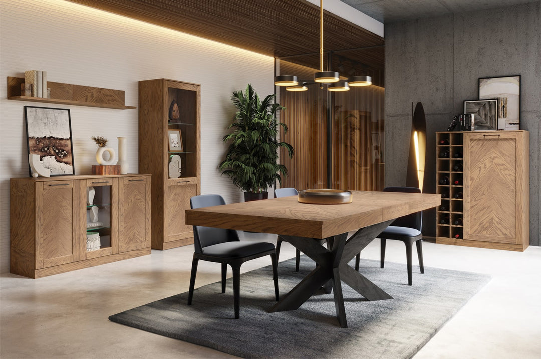 Mesa de comedor extensible de roble rústico aceitado COZY 39, 160-210x95×79 cm | VESKOR