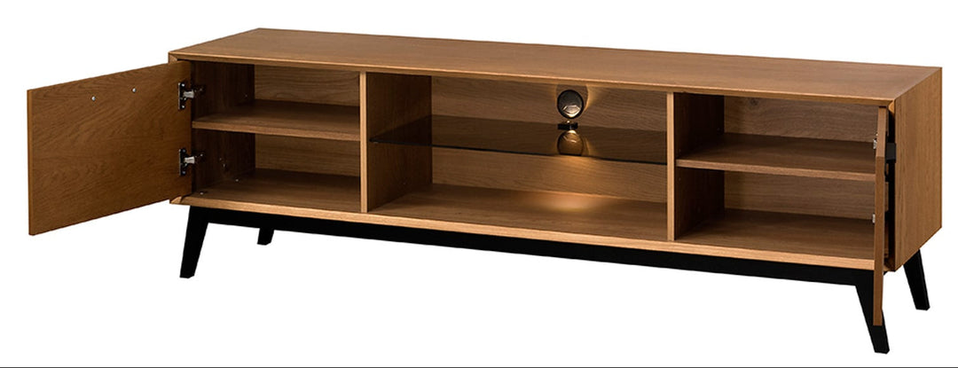 Mueble de TV de roble miel LAZURE 25, 180×55×42 cm | VESKOR