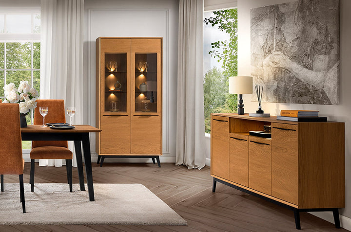 Mesa de comedor extensible de roble miel LAZURE 40, 160–240×85×76 cm | VESKOR