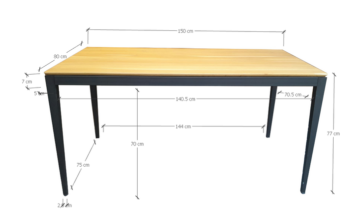 VESKOR Mesa de comedor de madera maciza roble MADRID Mueble nórdico moderno medidas