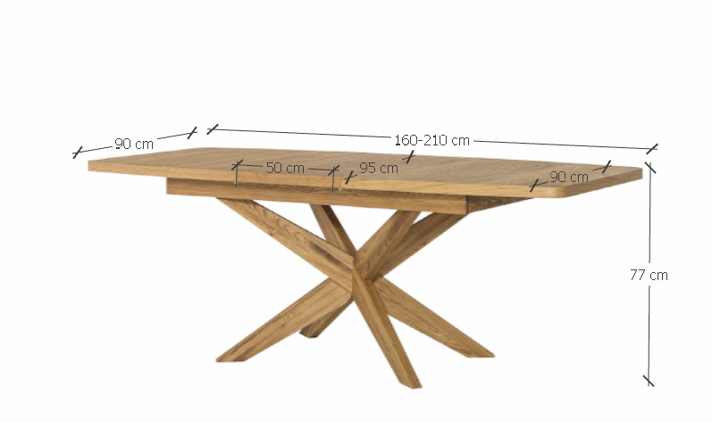 VESKOR Mesa de comedor extensible de madera  de roble de la colección Velle Mueble nórdico con un diseño moderno medidas