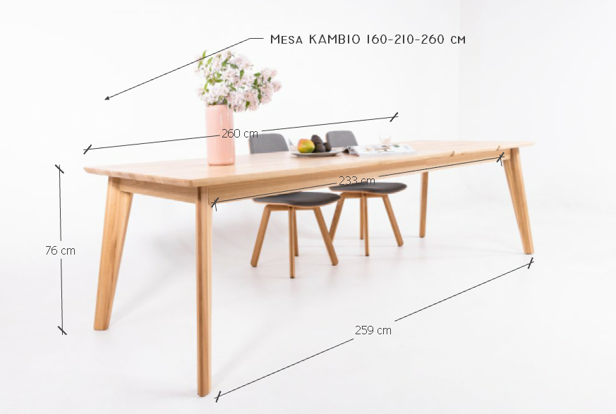 VESKOR mesa Kambio de madera maciza de haya  Mueble nórdico moderno