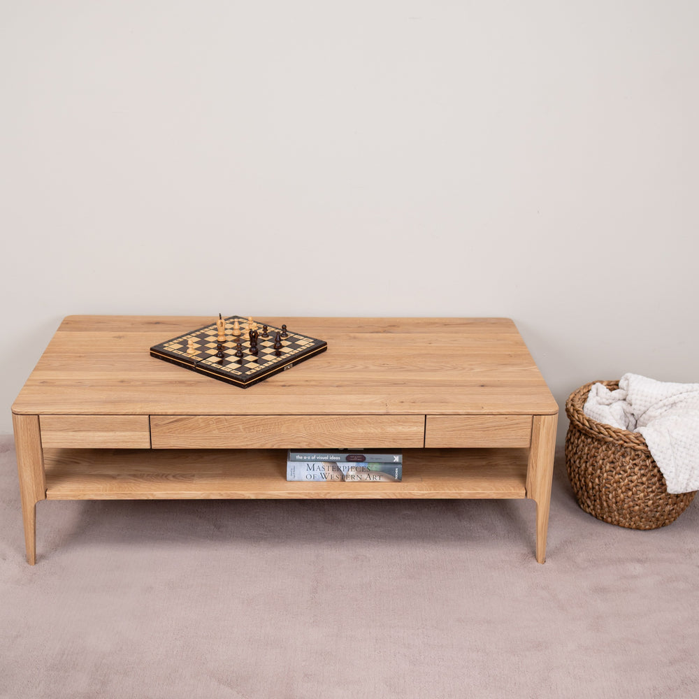 Mesa de centro de madera maciza de roble Narvik, 120х60х40 cm. | VESKOR