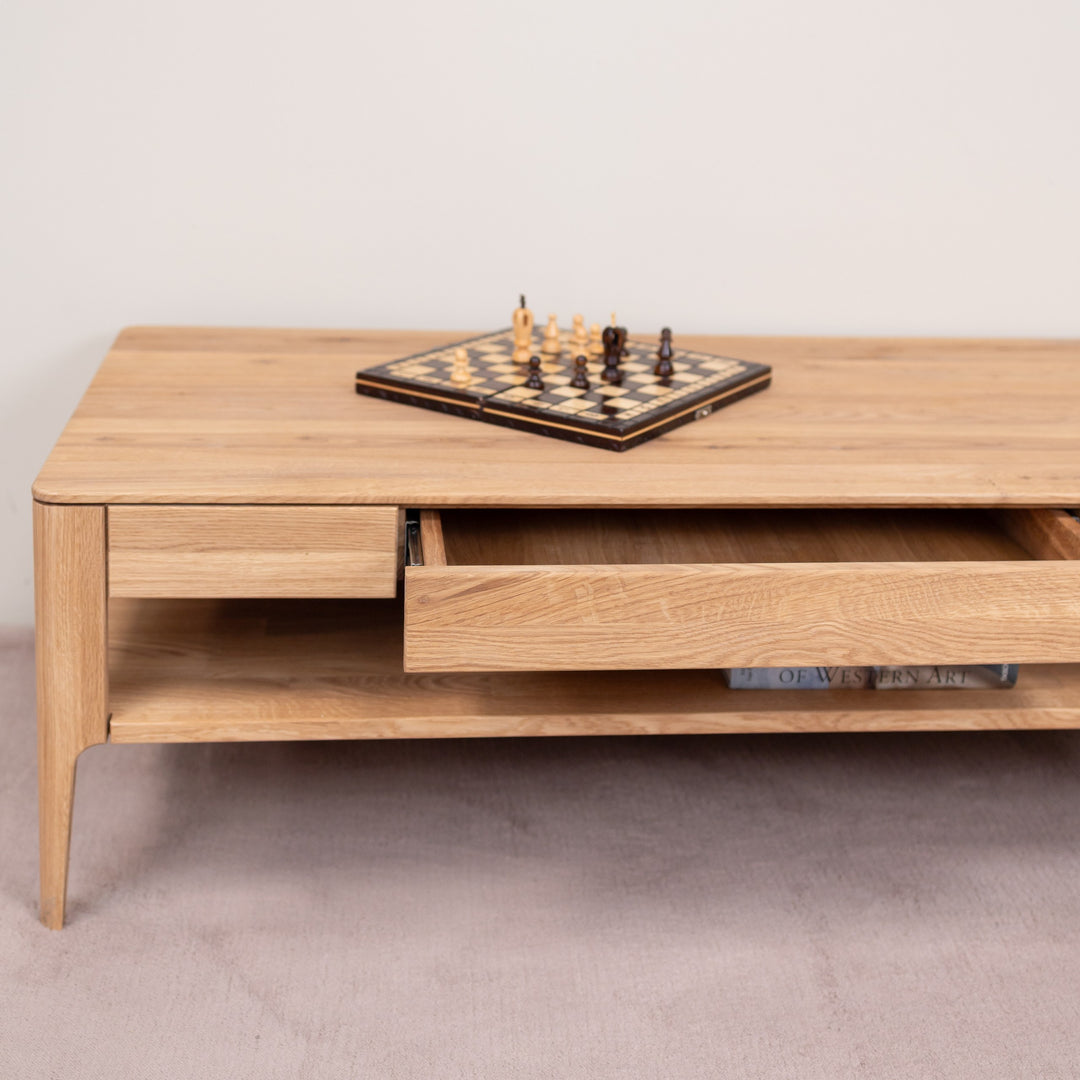 Mesa de centro de madera maciza de roble Narvik, 120х60х40 cm. | VESKOR