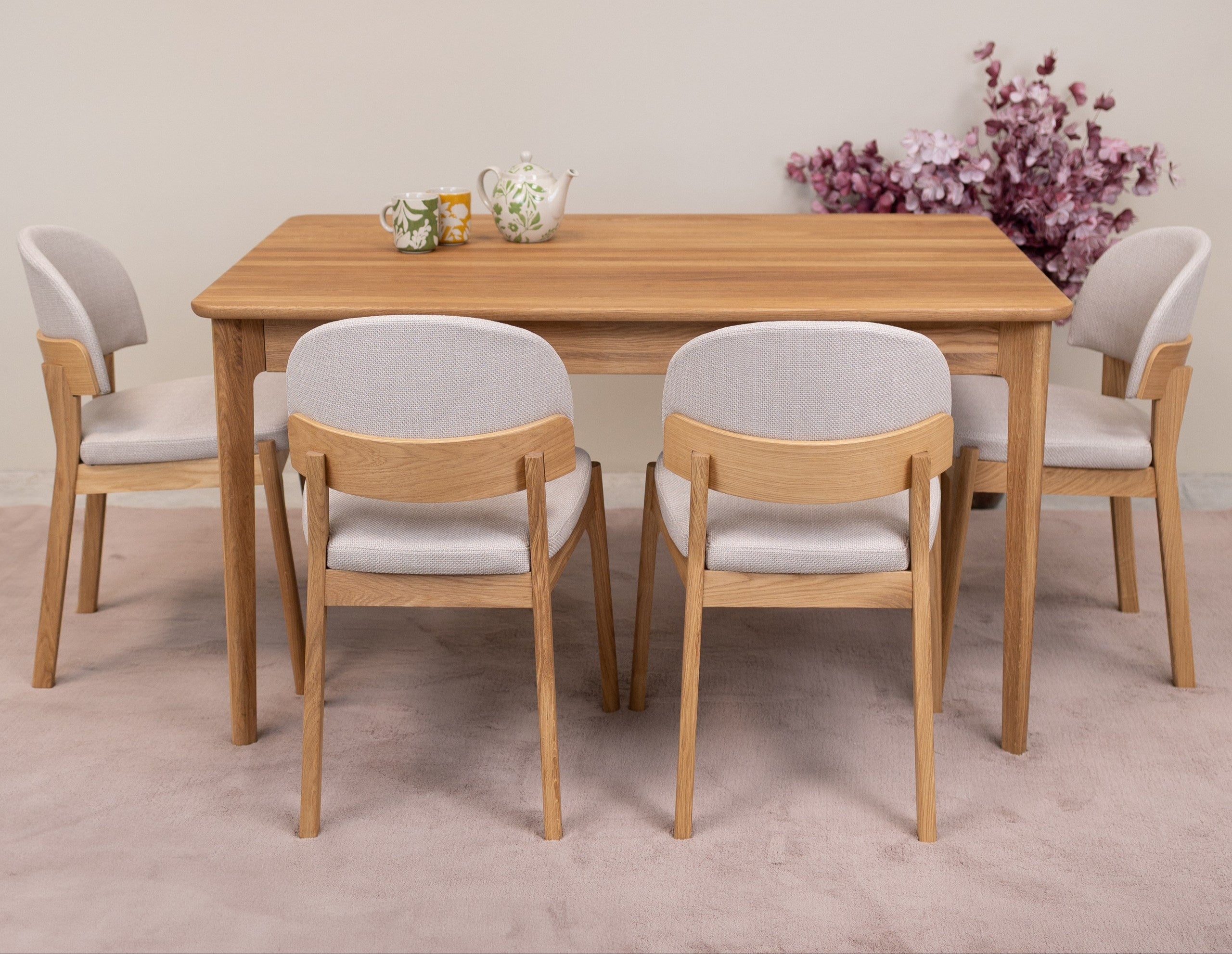 Mesa de comedor extensible de madera maciza roble ASTRID | VESKOR