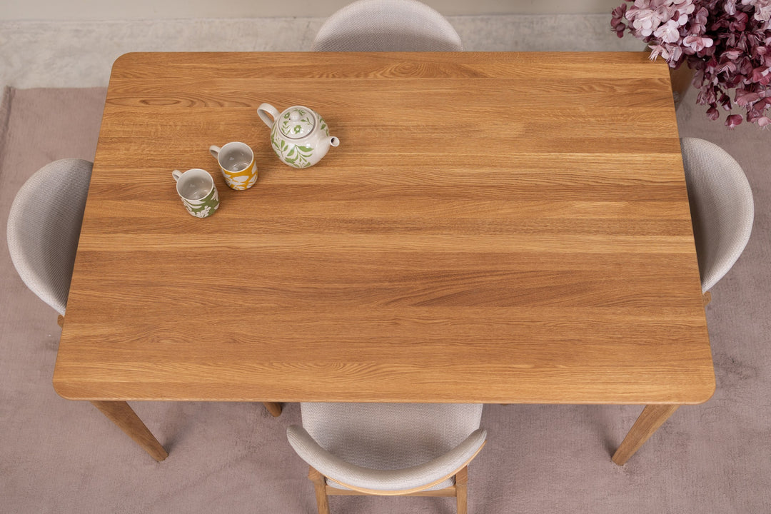 Mesa de comedor extensible de madera maciza roble ASTRID | VESKOR