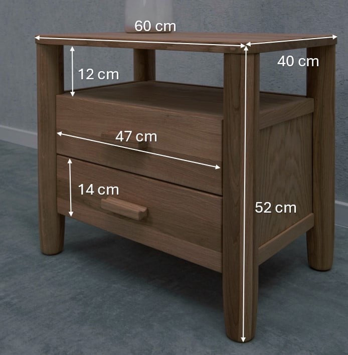 Mesa de noche de madera maciza de roble AURA | VESKOR