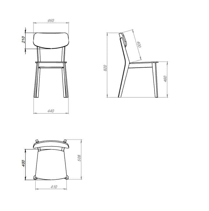 Pack de 2 o 4 Sillas de Comedor Vilna, Estructura de Madera Maciza de Roble, Tapizado | VESKOR