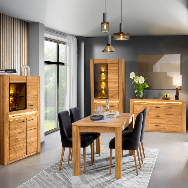 Mesa de comedor extensible madera de roble VELVET 40, 160-250x90x78 cm. | VESKOR