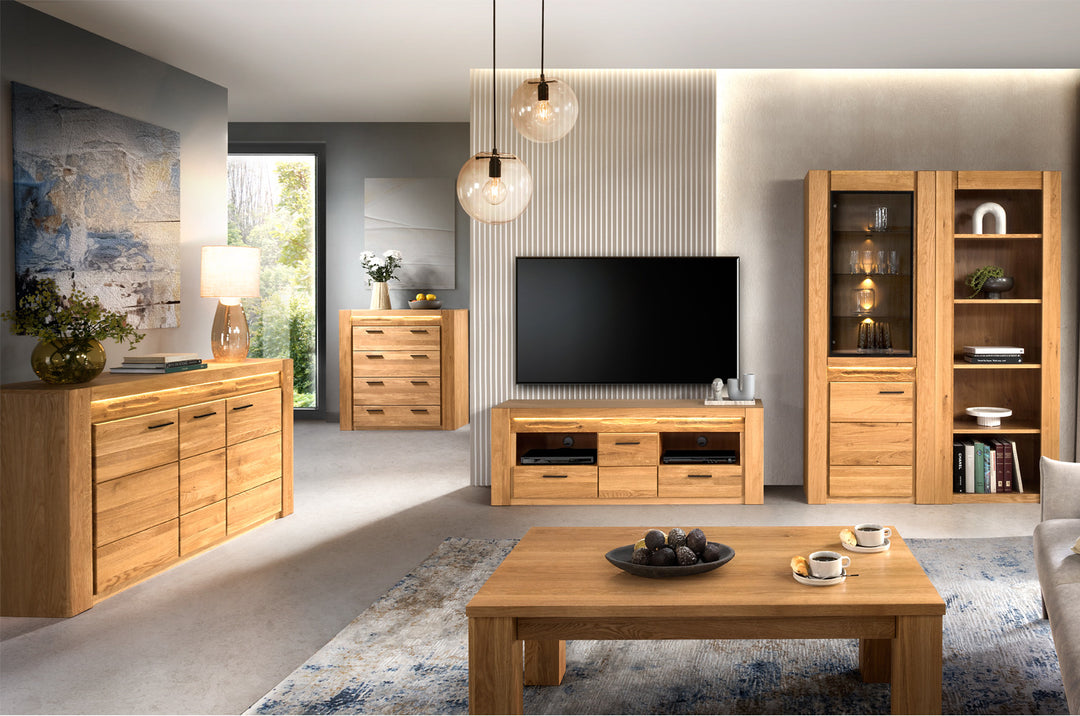 Mueble TV madera de roble VELVET 25, 161x42x58 cm. | VESKOR