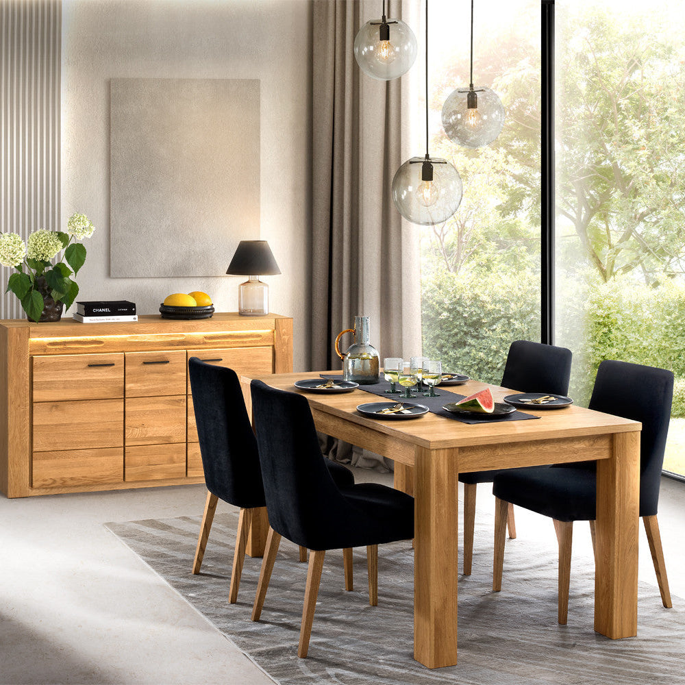 Mesa de comedor extensible madera de roble VELVET 40, 160-250x90x78 cm. | VESKOR