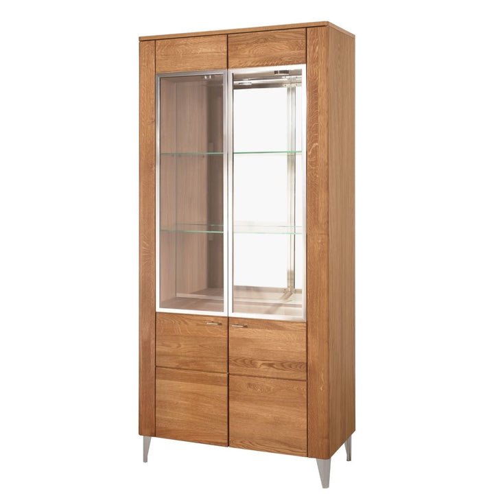 VESKOR Mueble  vitrina de madera maciza de roble de la colección Latina. Mueble nórdico con un diseño moderno 