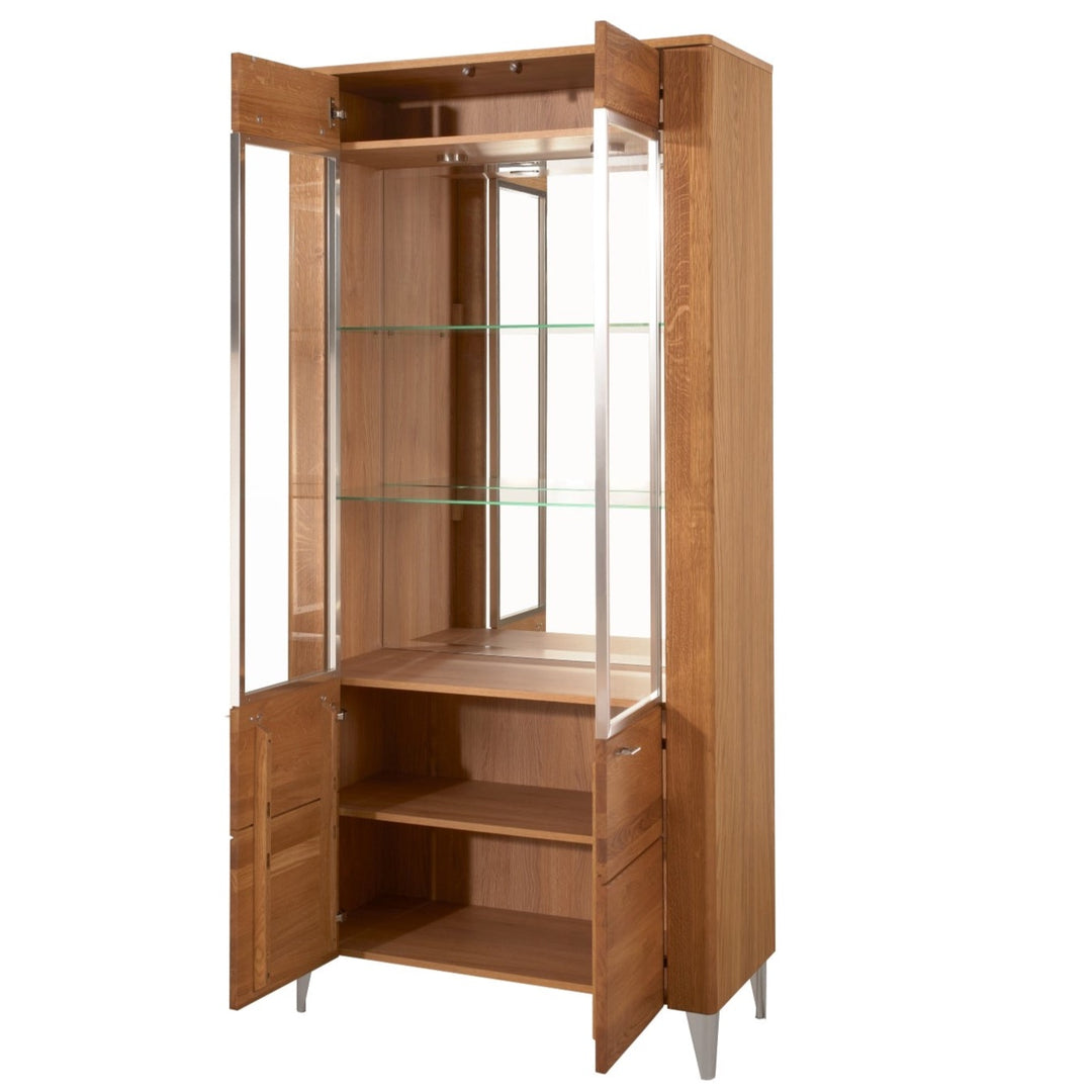 VESKOR Mueble  vitrina de madera maciza de roble de la colección Latina. Mueble nórdico con un diseño moderno 